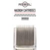 REBEL Magnum precision cartridges with logo, divider, needle grouping, and front-view cartridge tip on white background.