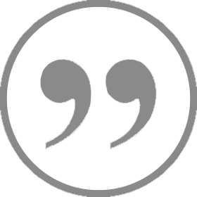 Gray quotation mark icon in a circle symbolizing REBEL testimonials