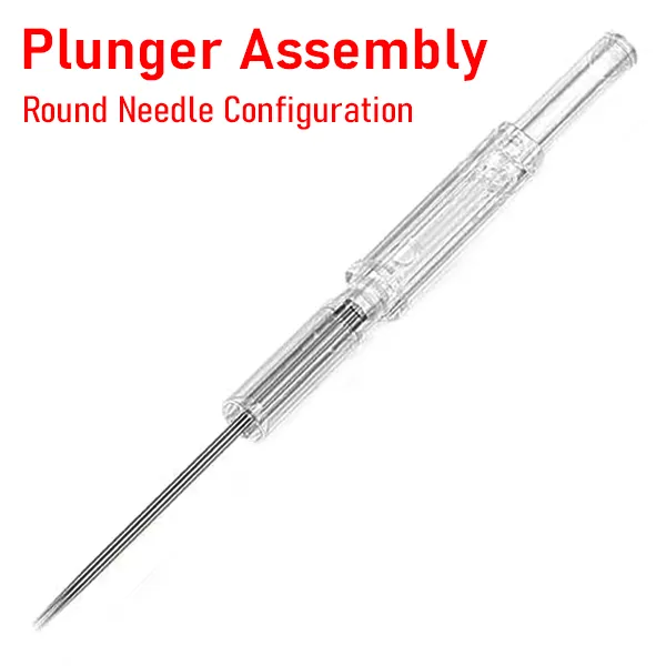 Tattoo cartridge manufacturing plunger assembly – round needle configuration