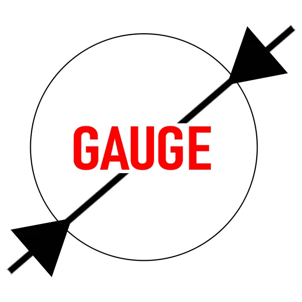 Gauge symbol illustration showing tattoo needle wire diameter measurement - REBEL