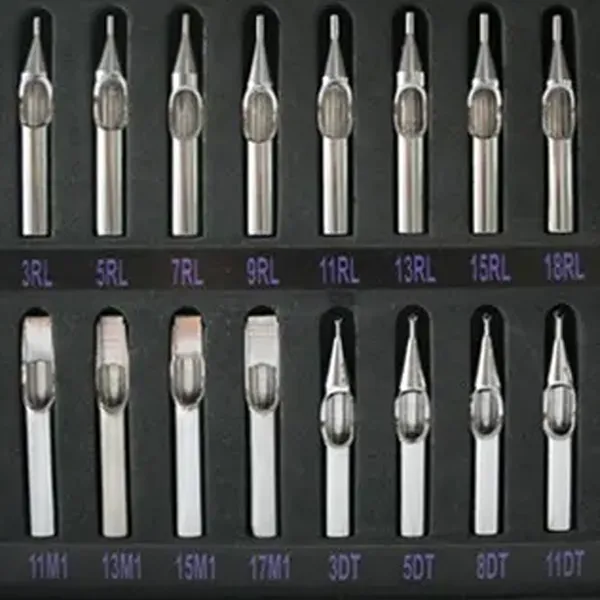 Vintage tattoo steel tips and tubes used before disposable cartridges