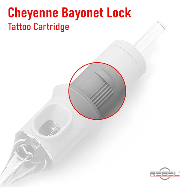 Tattoo cartridge Cheyenne bayonet lock grip interface highlighted