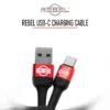 REBEL USB-C Charging Cable with branded red connector heads on white background
