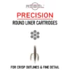 REBEL Precision Round Liner tattoo cartridge category for crisp outlines, fine details, and consistent professional linework