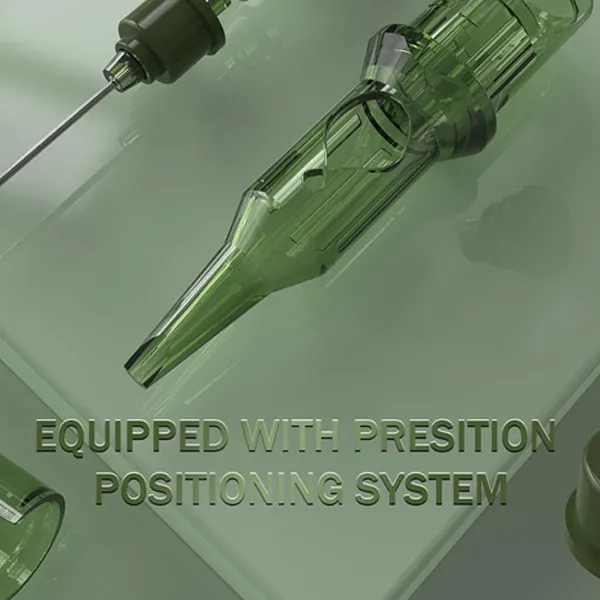 Amateur tattoo cartridge image with spelling error “Presition Positioning System,” showing market inconsistency and lack of professionalism.