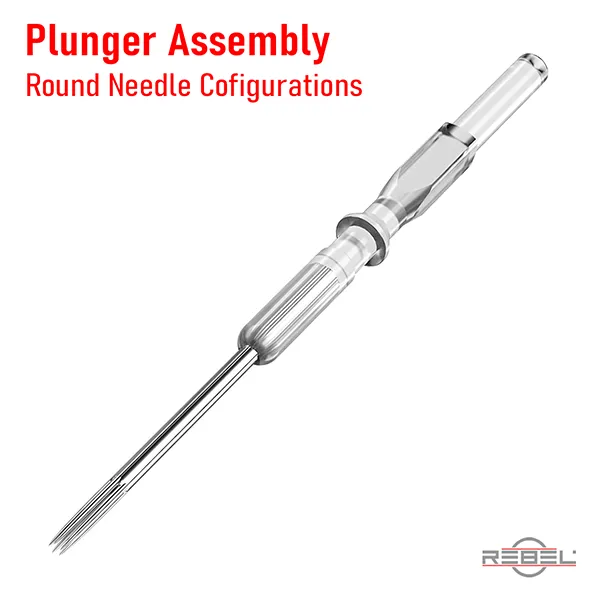 Tattoo cartridge plunger assembly with round needle configuration