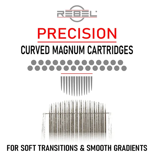 REBEL Curved Magnum Tattoo Cartridges – Precision for Soft Transitions and Smooth Gradients