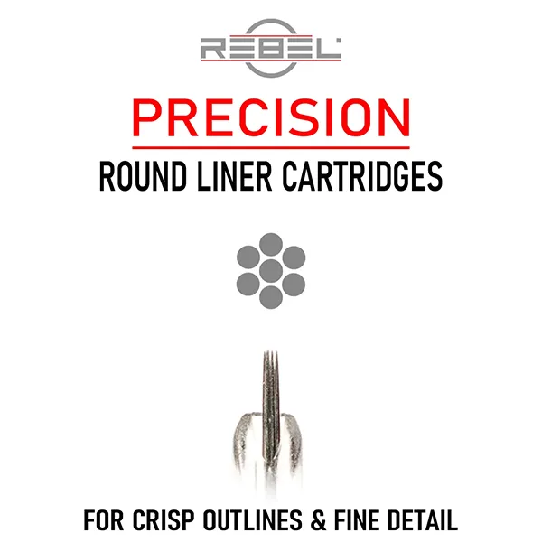 REBEL Round Liner Tattoo Cartridges – Precision for Crisp Outlines and Fine Detail