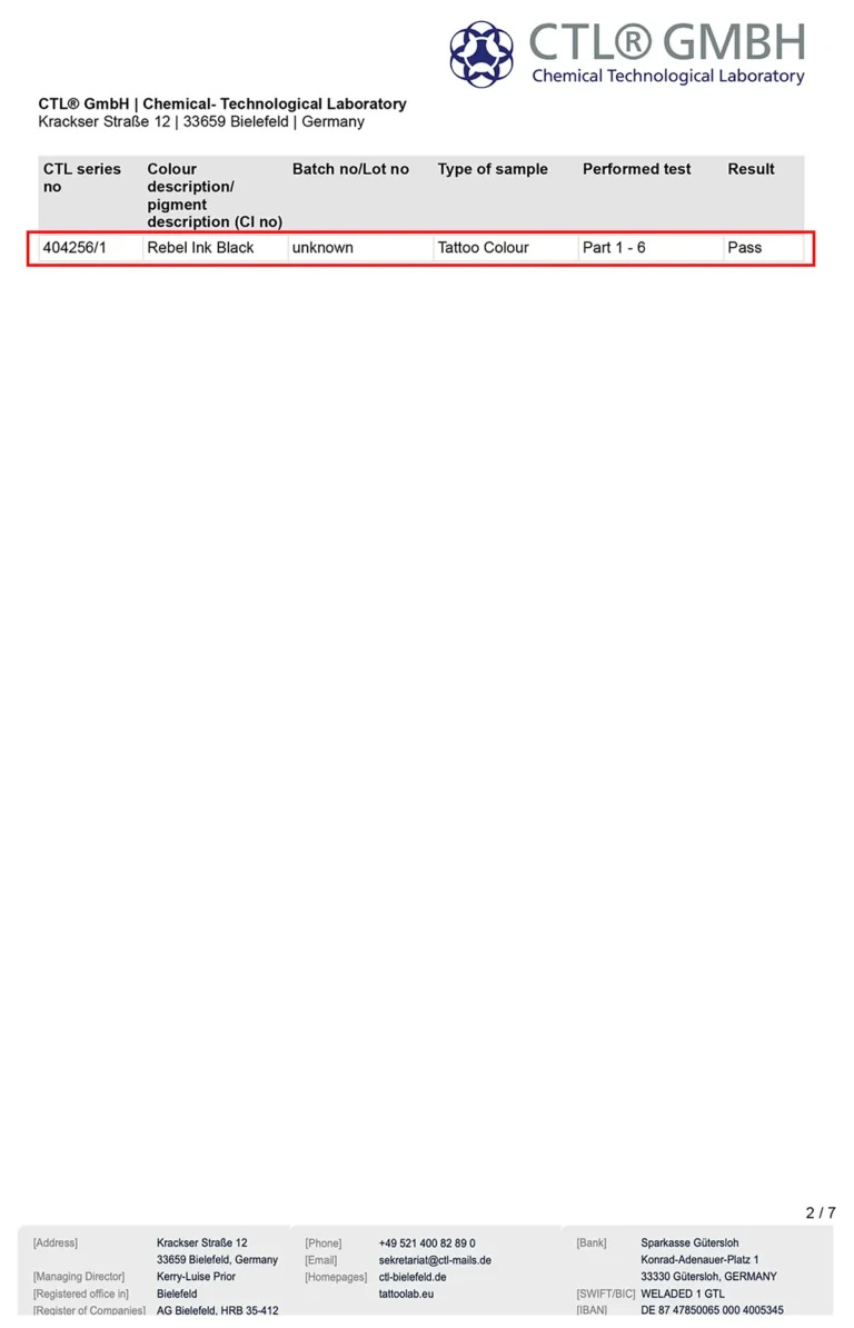 REBEL Black — REACH Compliance Certificate (Page 2)