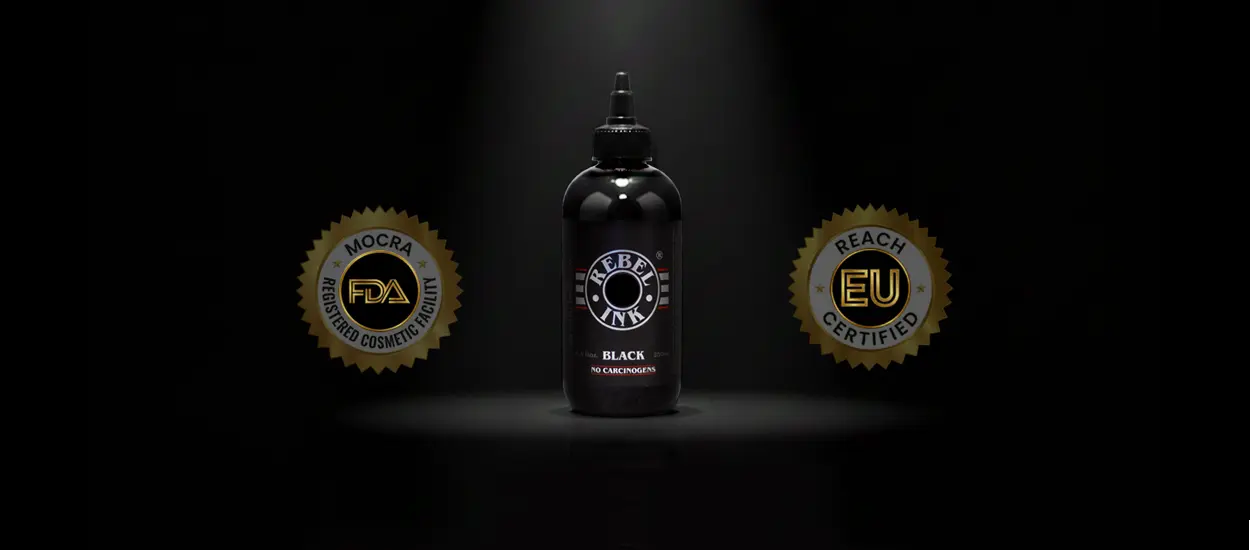 MoCRA registered and REACH certified tattoo ink — REBEL Black Ink with FDA facility registration and EU certification