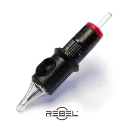 Close up of REBEL round liner tattoo cartridge with 304 Stainless Steel needle grouping and macro view