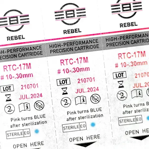 REBEL Precision 17 Magnum Tattoo Cartridges sterile blister pack with gauge and safety details