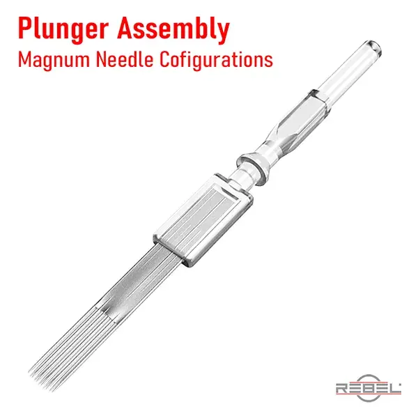 Tattoo cartridge plunger assembly with magnum needle configuration by REBEL
