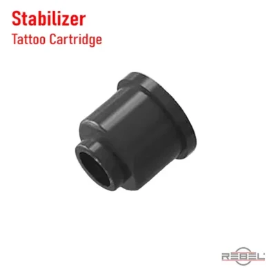Isolated tattoo cartridge stabilizer black plastic component for round needle configuration centering by REBEL
