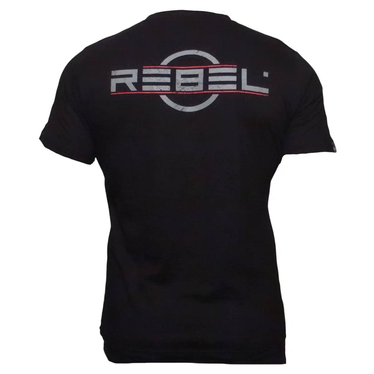 REBEL Grunge T-Shirt black back view bi-color REBEL logo print