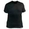 REBEL Stealth T-Shirt front view, clean black minimalist tee with REBEL tab on lower left seam