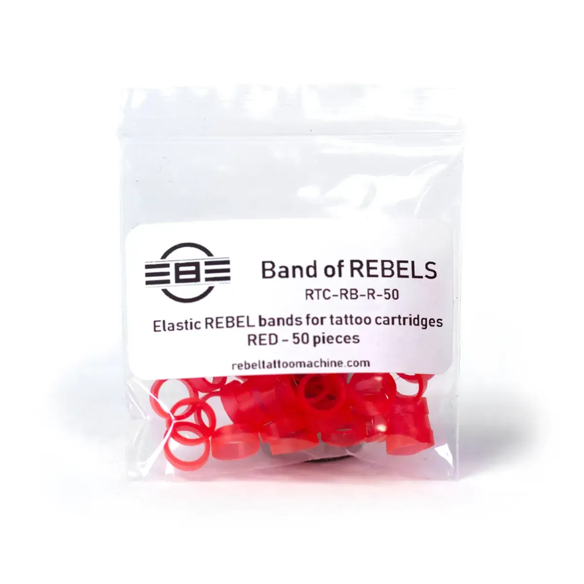 Red Band of REBELS 50-piece bag of silicone cartridge ID bands