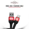REBEL wireless tattoo machine charging cable, red connectors, black cord, 5A rating